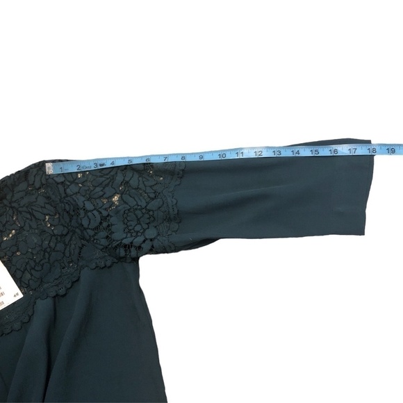 H&M Dress Women's Size 4 Green Long Sleeve Lace Shoulder Top NWT Stretchy - Picture 5 of 9